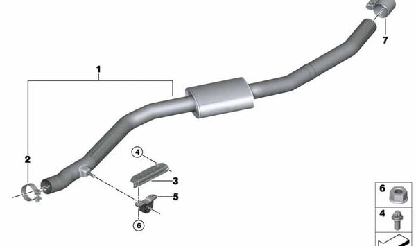 Silenciador Central para BMW X5 F15, X6 F16 (OEM 18308572490). Original BMW