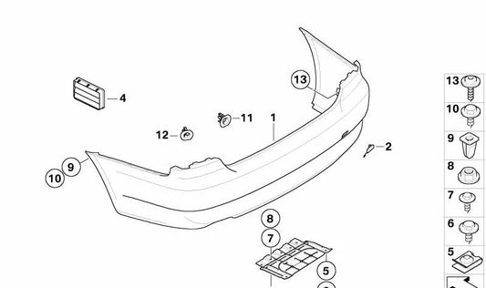 Revestimiento Parachoques Imprimado Trasero para BMW E92, E93 (OEM 51127161505). Original BMW