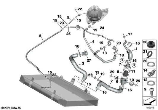 Abrazadera de banda elástica para BMW (OEM 13628592236). Original BMW.