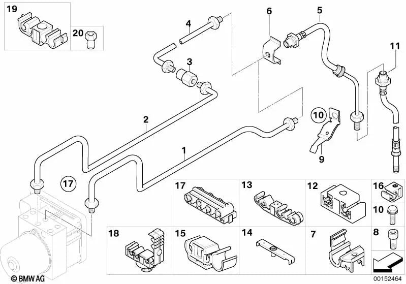 Latiguillo de freno derecho para BMW Z4 E85, E86 (OEM 34307840672). Original BMW