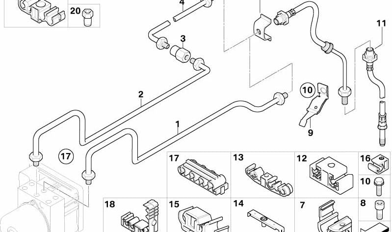 Latiguillo de freno para BMW Z4 E85, E86 (OEM 34326757744). Original BMW