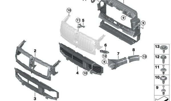 Guía de aire freno delantero derecho para BMW G26, G26E, G26F, G26N (OEM 51748738940). Original BMW.