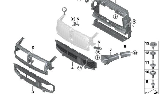 Cubierta inferior de guía de aire OEM 51749498818 para BMW G26 (Serie 4 Gran Coupé). Original BMW