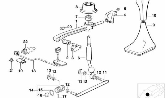 Barra de cambio acodada para BMW Serie 5 E34 (OEM 25111222784). Original BMW.