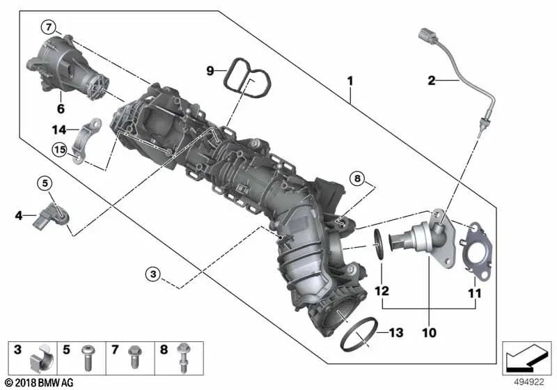 Elemento de fijación para BMW F40, F44, F45N, F46, F46N, G20, G21, G28, G22, G23, G26, G30, G31, G32, F48, F39, G01, G02, G05, F54, F56, F57, F60 (OEM 11618593824). Original BMW