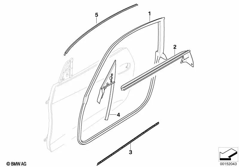 Dichtung für das linke Außenspiegeldreieck für BMW Z4 E85, E86 (OEM 51337148935). Original BMW