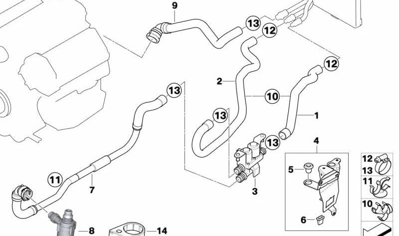 Manguera Retorno Moto-Radiador para BMW X5 E53 (OEM 64216918912). Original BMW