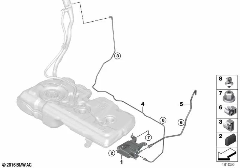 Tubo de desgasificación para BMW X1 F48, F49, X2 F39 (OEM 16137348325). Original BMW