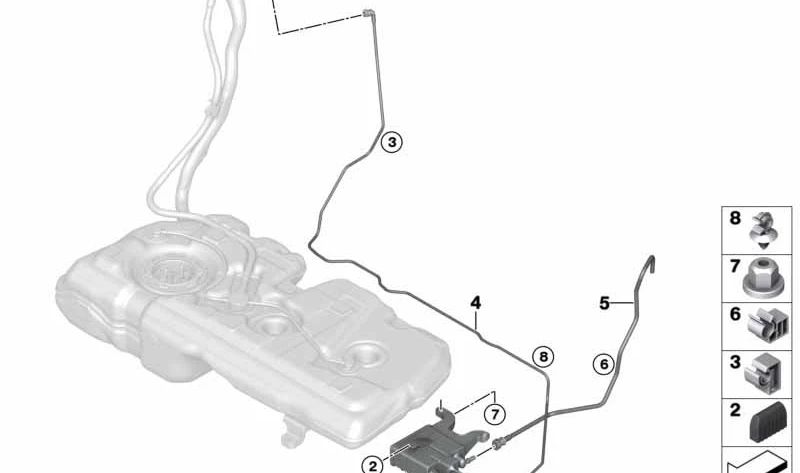 Tubo de ventilación OEM 16137300682 para BMW F45, F46, F48, F39. Original BMW.