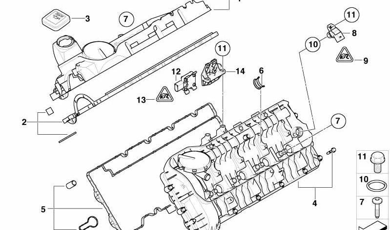 Cubierta de culata derecha para BMW Serie 7 E65 (OEM 11127792420). Original BMW