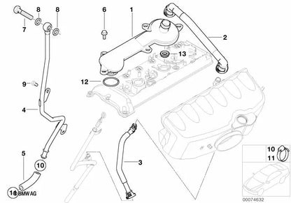 Tubo de Ventilación para BMW Serie 3 E46, Z4 E85, E86 (OEM 11617831930). Original BMW.