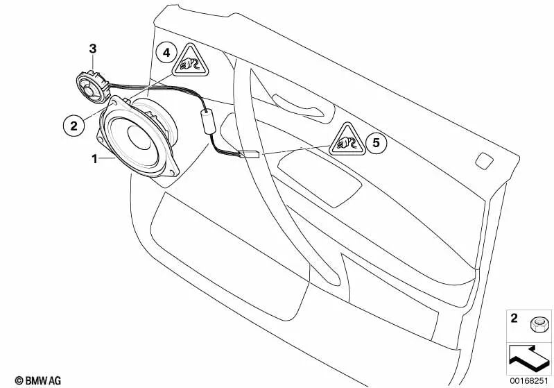 Altavoz de tono medio Hifi/Top-Hifi para BMW E83, E83N, E70, E70N, E71, E72 (OEM 65139151864). Original BMW