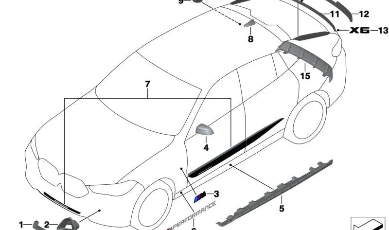 Entrada de aire para freno en carbono OEM 51115A56346 para BMW G06 (X6). Original BMW.