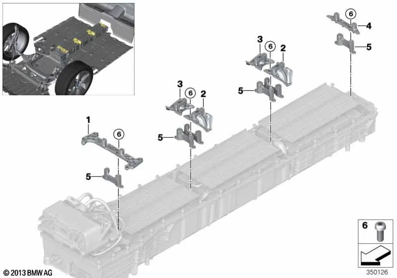 Lower connecting bridge for BMW i I12, I12N, I15 (OEM 61277644667). Original BMW