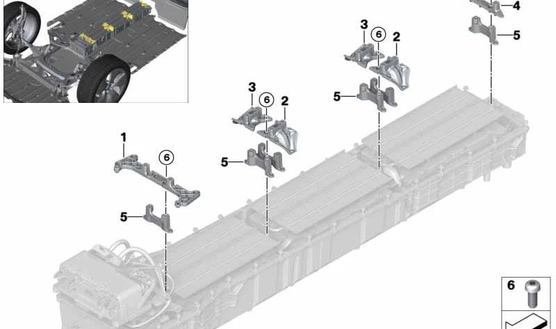 Puente de conexión medio izquierdo para BMW I12, I12N, I15 (OEM 61277644664). Original BMW