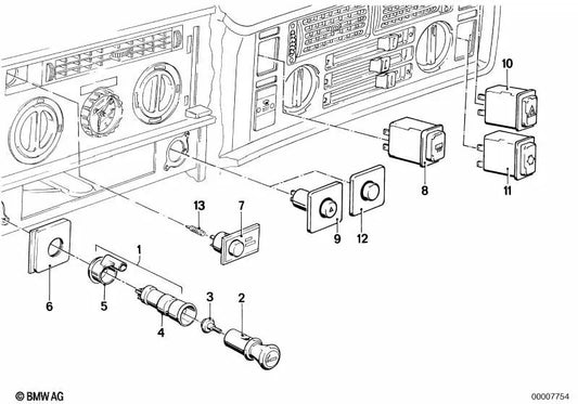 Interruptor de luneta trasera calefactable para BMW Serie 6 E24 (OEM 61311380349). Original BMW.