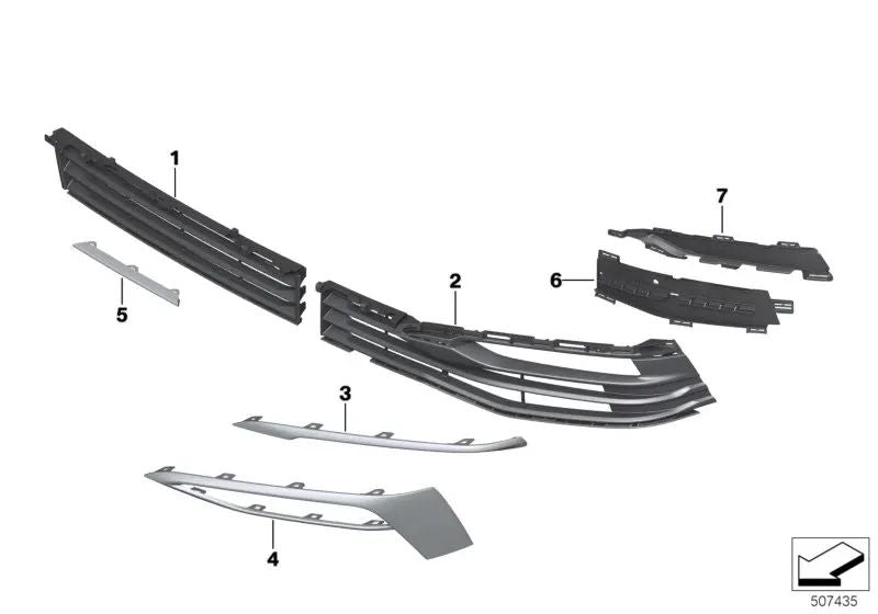 Central air intake grille for BMW G32 (OEM 51117415561). Genuine BMW