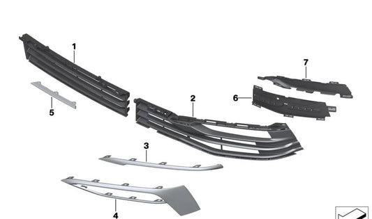 Grid di ingresso dell'aria destra 51117415588 per BMW G32. BMW originale.