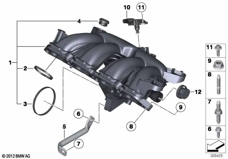 Intake Pressure Sensor for MINI R55N, R56N, R57N, R58, R59, R60, R61 (OEM 13627633664). Original MINI