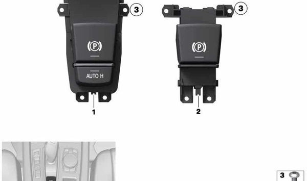 Interruptor Freno de Estacionamiento para BMW Serie 5 F10, F11, F18, Serie 6 F06, F12, F13, X3 F25, X4 F26 (OEM 61319877890). Original BMW