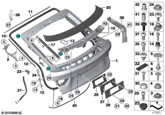 Soporte para bandeja de almacenamiento izquierda para BMW Serie 3 F34, F34N (OEM 41007302901). Original BMW.