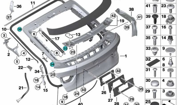 Accionamiento de husillo derecho para BMW Serie 3 F34, F34N (OEM 51247298984). Original BMW.