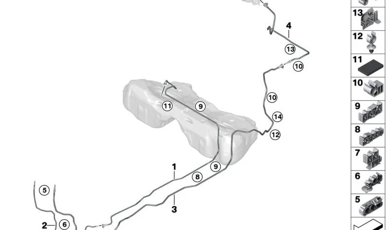 Tubería de Combustible de Alimentación para BMW Serie 8 F93, G16 (OEM 16137442836). Original BMW