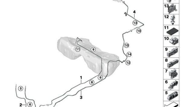 Tubería de Combustible de Alimentación para BMW Serie 8 F93, G16 (OEM 16137442836). Original BMW