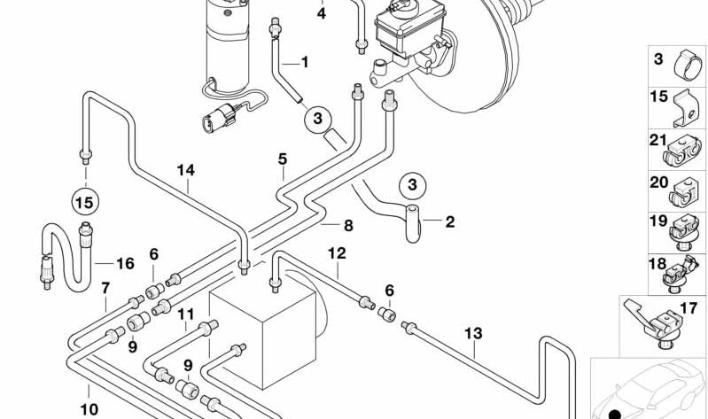 Tube de frein à caoutchouc 34326755102 pour BMW E38. BMW d'origine.