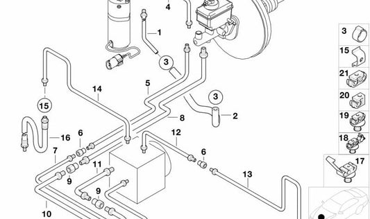 Tube de frein à caoutchouc 34326755102 pour BMW E38. BMW d'origine.