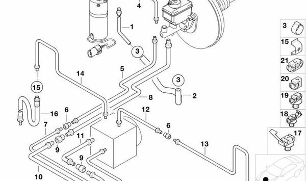 Tubería con revestimiento de goma para BMW Serie 7 E38 (OEM 34326755138). Original BMW.