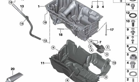 Varilla de medición de aceite OEM 11438513859 para BMW G30, G31, G11, G12. Original BMW.