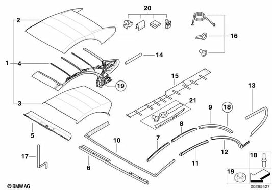 Junta de Parabrisas para BMW E64, E64N (OEM 54347172029). Original BMW.