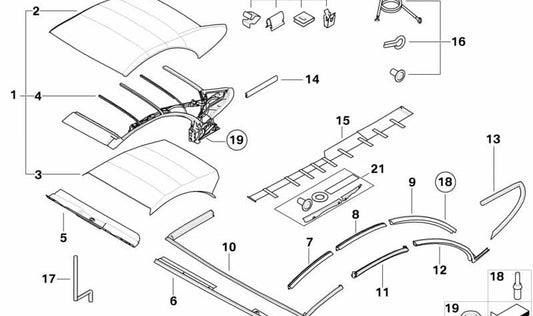 OEM 54347154665 Guide du joint de pare-brise pour BMW E64. BMW d'origine.