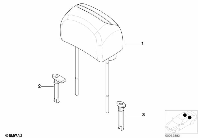 Reposacabezas de cuero para BMW Serie 3 E46 (OEM 52208255032). Original BMW