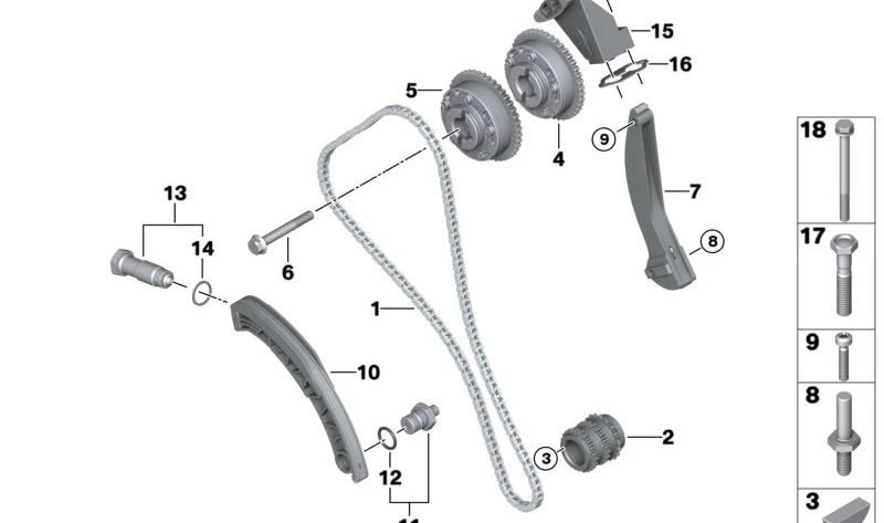 Unidad de ajuste del árbol de levas de escape OEM 11367534718 para BMW E60, E61, E63, E64, E65, E66, E53, E70. Original BMW.