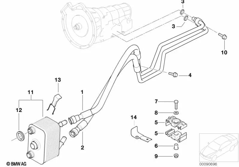 Soporte de la Línea de Aceite para BMW E87, E30, E36, E46, E90, E91, E92, E93, E34, E39, E32, E38, E65, E66, E31, E83, E53, E85, E52 (OEM 17201712210). Original BMW.