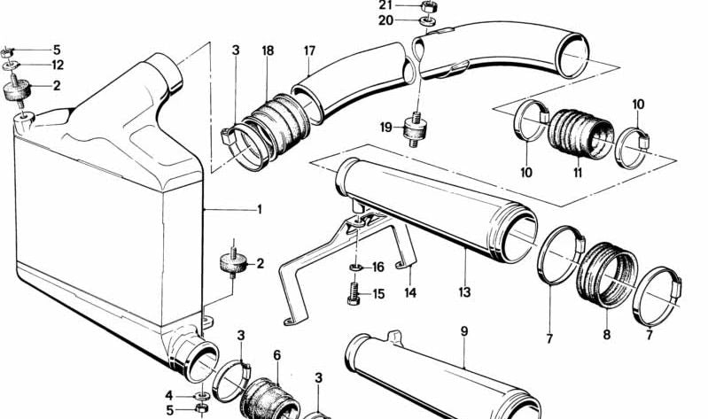 Condotto d'aria OEM 11651284315 per BMW E23. BMW originale.