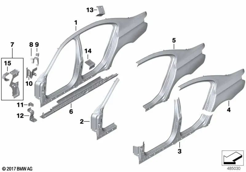 Rechte äußere A-Säule für BMW F01, F01N, F04 (OEM 41217204470). Original BMW