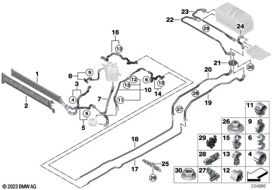 Double clip for BMW Series 2 U06, Series 5 G60, Series 7 G70, X1 U11, X5 G05, G05N, X6 G06, G06N, X7 G07, G07N, Genuine BMW.