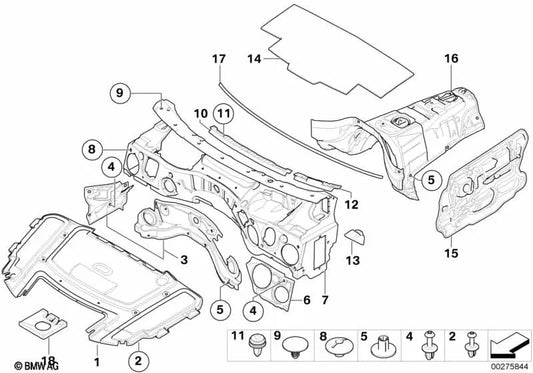 Tunnel Sound Insulation for BMW 1 Series E81, E87, E88, 3 Series E90, E91, E92, E93, X1 E84 (OEM 51487059353). Original BMW.