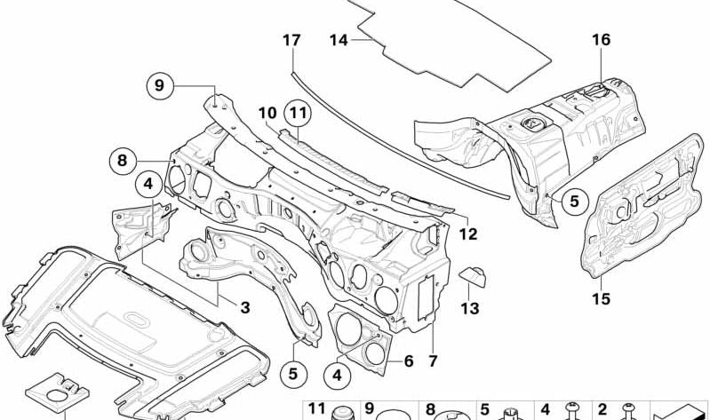 Aislamiento acústico puerta derecha para BMW E92, E93 (OEM 51487183704). Original BMW