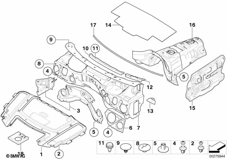 Akustische Isolierung oberer Teil der Stirnwand für BMW 3er E90, E90N, E91, E91N, E92, E92N, E93, E93N (OEM 51486981131). Original BMW