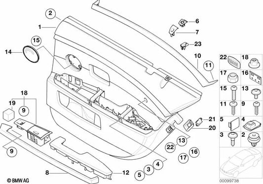 Tapa de cubrición Airbag para BMW E65, E66 (OEM 51417025684). Original BMW.