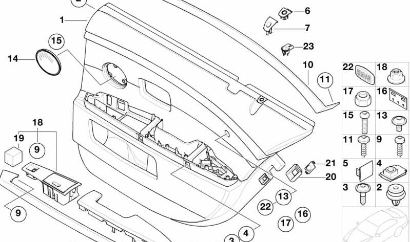 Moldura Decorativa Conductor de Luz para BMW Serie 7 E66 (OEM 51427023809). Original BMW