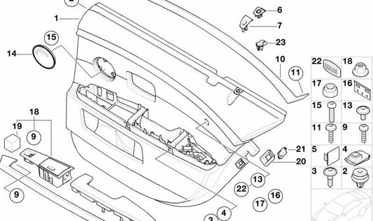 Moldura Decorativa Conductor de Luz para BMW Serie 7 E66 (OEM 51427023809). Original BMW