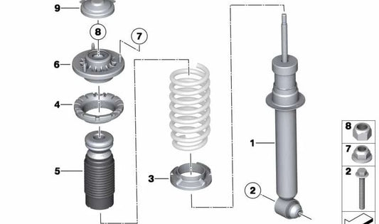 Rear shock absorber for BMW 6 Series F13, F13N (OEM 33526789616). Original BMW