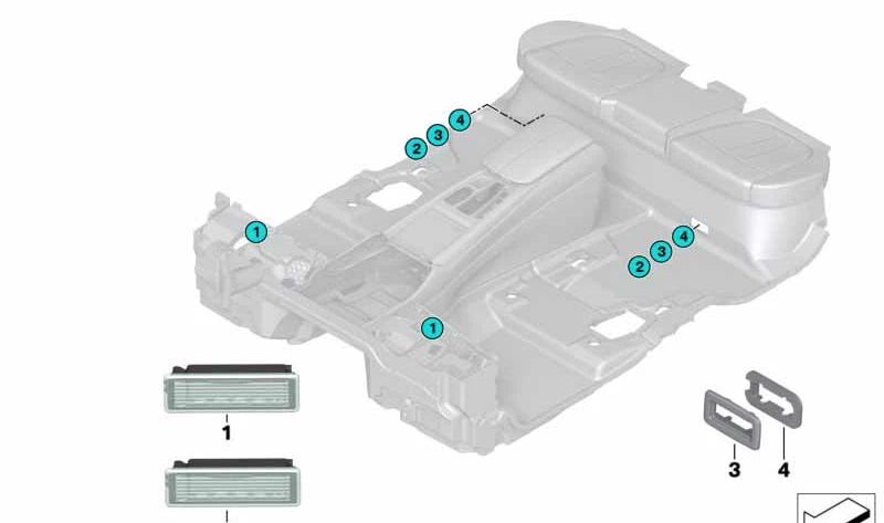 Luz interior LED OEM 63319346241 para BMW F15, F85, F16, F86. Original BMW.