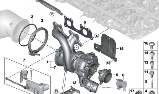 Válvula de control Wastegate OEM 11655A34712 para BMW G20, G21, G22, G23, G26, G05, G18, G06, G07. Original BMW.