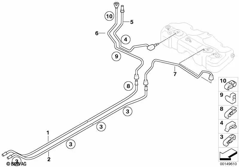 Soporte para línea de combustible MINI para modelos R50, R52, R53 (OEM 16127170625). Original MINI